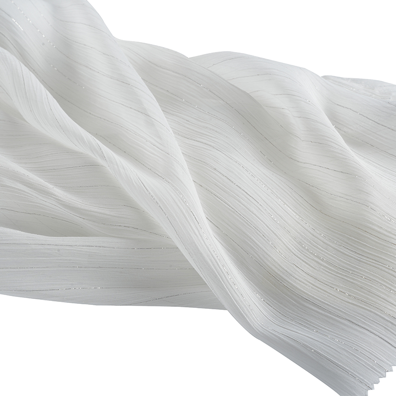 Crep din șifon de mătase argintiu 75D