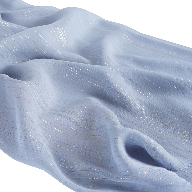 Crep din șifon de mătase argintiu neregulat 75D