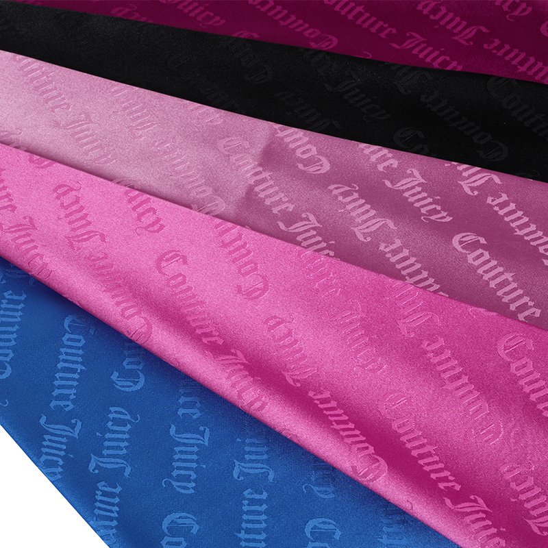 Țesătură jacquard cu litere din satin elastic 75D