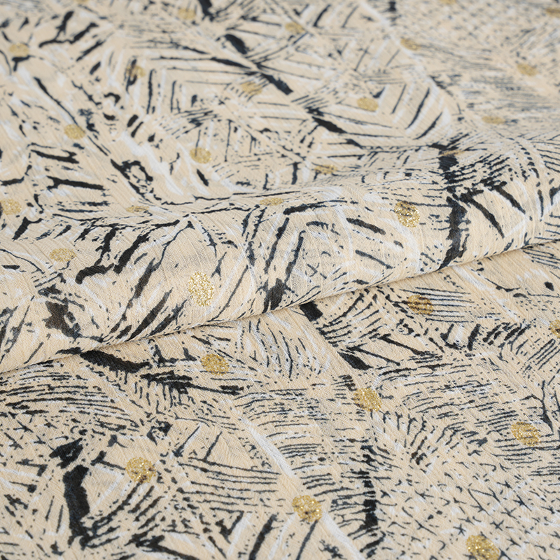 75D șifon crep neregulat dezordonat auriu țesătură imprimat filat