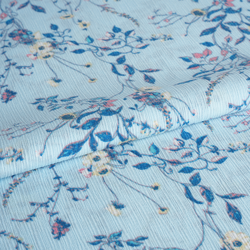 50*68 Compozit Silk Bark Crinkle Hibiscus Flower Watermark Fabric