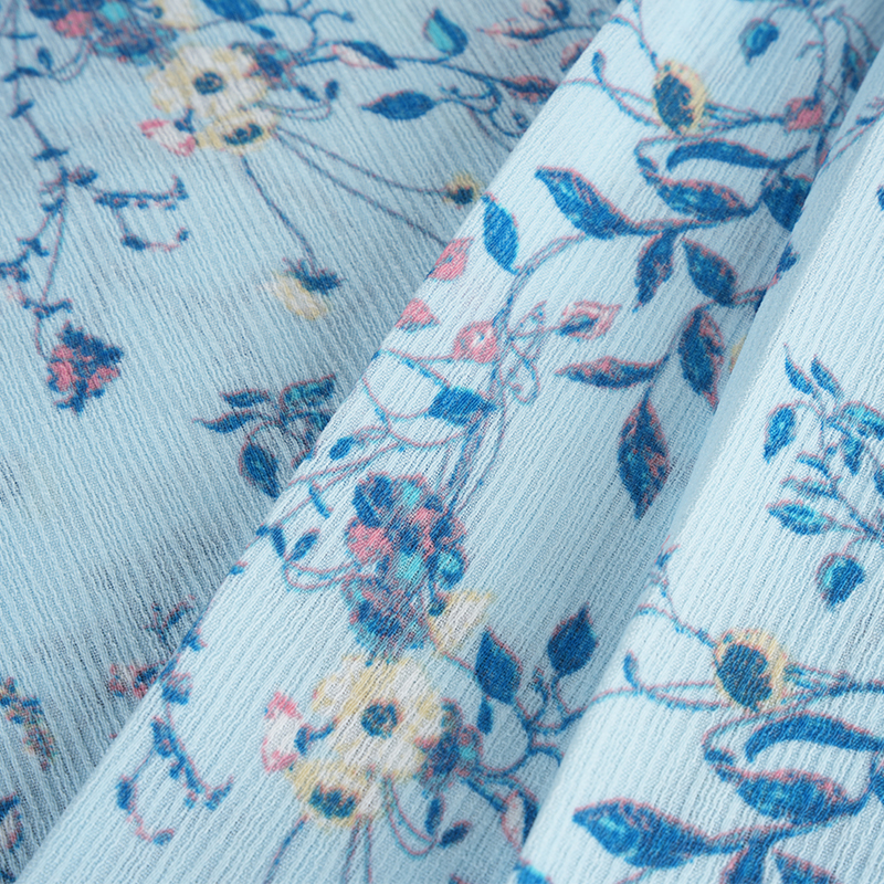 50*68 Compozit Silk Bark Crinkle Hibiscus Flower Watermark Fabric