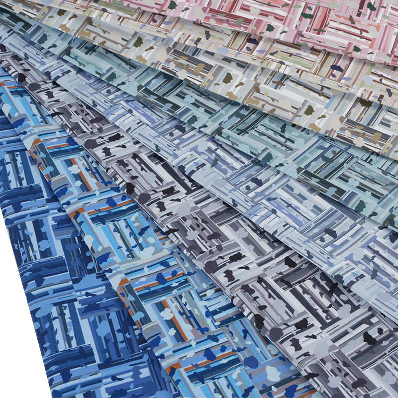 100D*40S Bumbac de mătase rece țesătură de imprimare digitală cu blocuri pozitive și negative